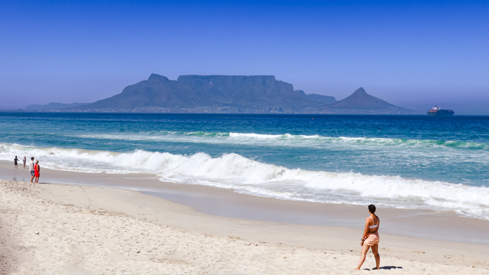 Cape Town tour - View of Table Mountain from Bloubergstrand beach 